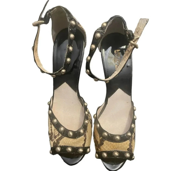 MICHAEL MICHAEL KORS Platform high heels snakeskin studded shoes vintage - Picture 2 of 5
